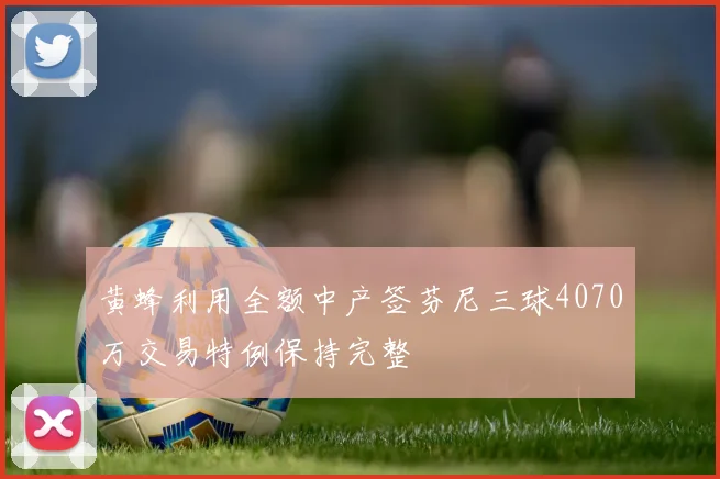 黄蜂利用全额中产签芬尼三球4070万交易特例保持完整